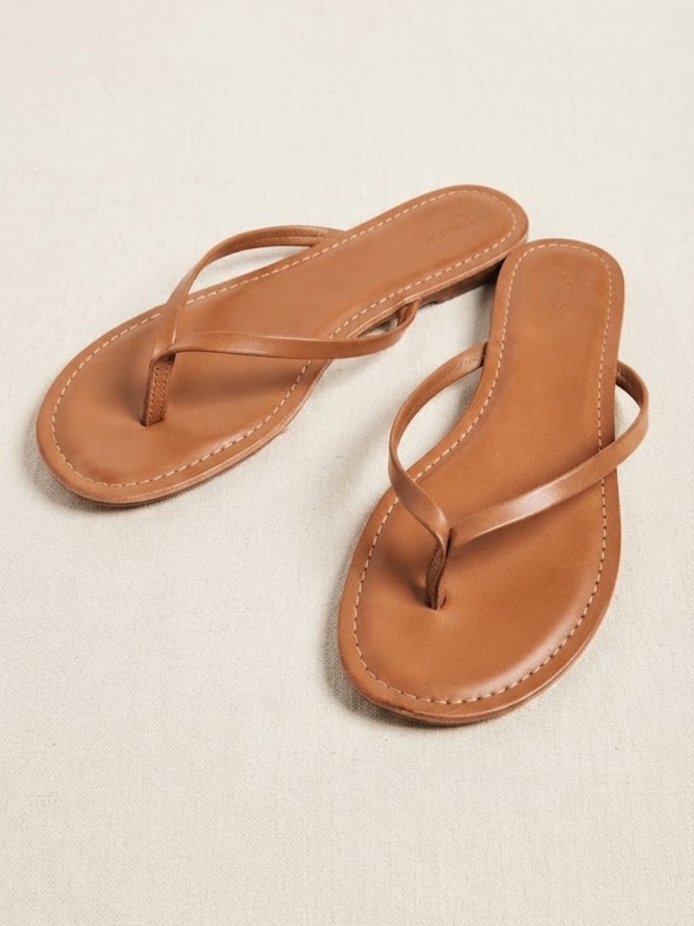 J. Crew Leather Tan Slide Thong Sandals